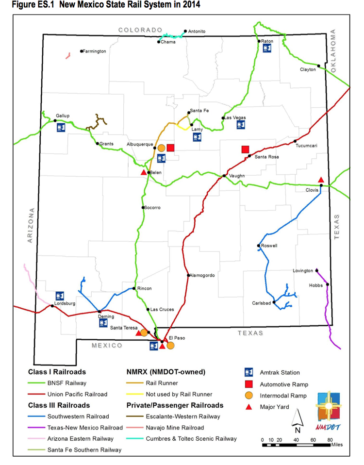New Mexico Rail map